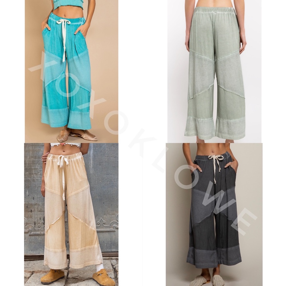 LAST ONE POL Sage Wide Leg Summer Palazzo Pants Loose Knit Lightweight - Picture 16 of 16